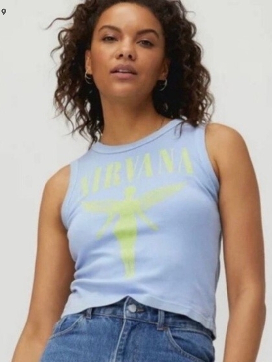 Daydreamer Tops - Daydreamer Sky Blue Ribbed Tank with Neon Yellow Graphic